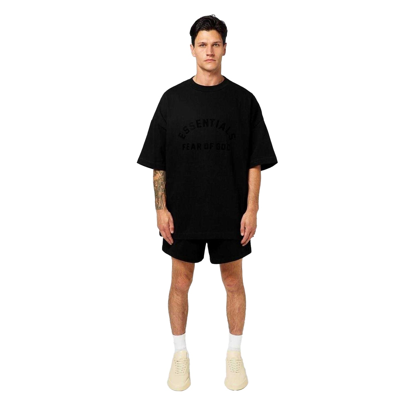 Black - Pack Shot - Essentials Mens Fleece Sweat Shorts