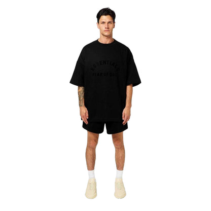 Black - Pack Shot - Essentials Mens Fleece Sweat Shorts