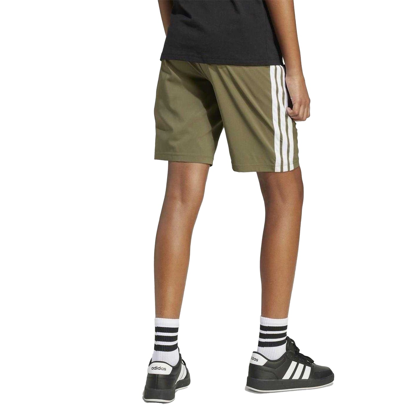 Khaki-White - Back - Adidas Childrens-Kids Chelsea Shorts