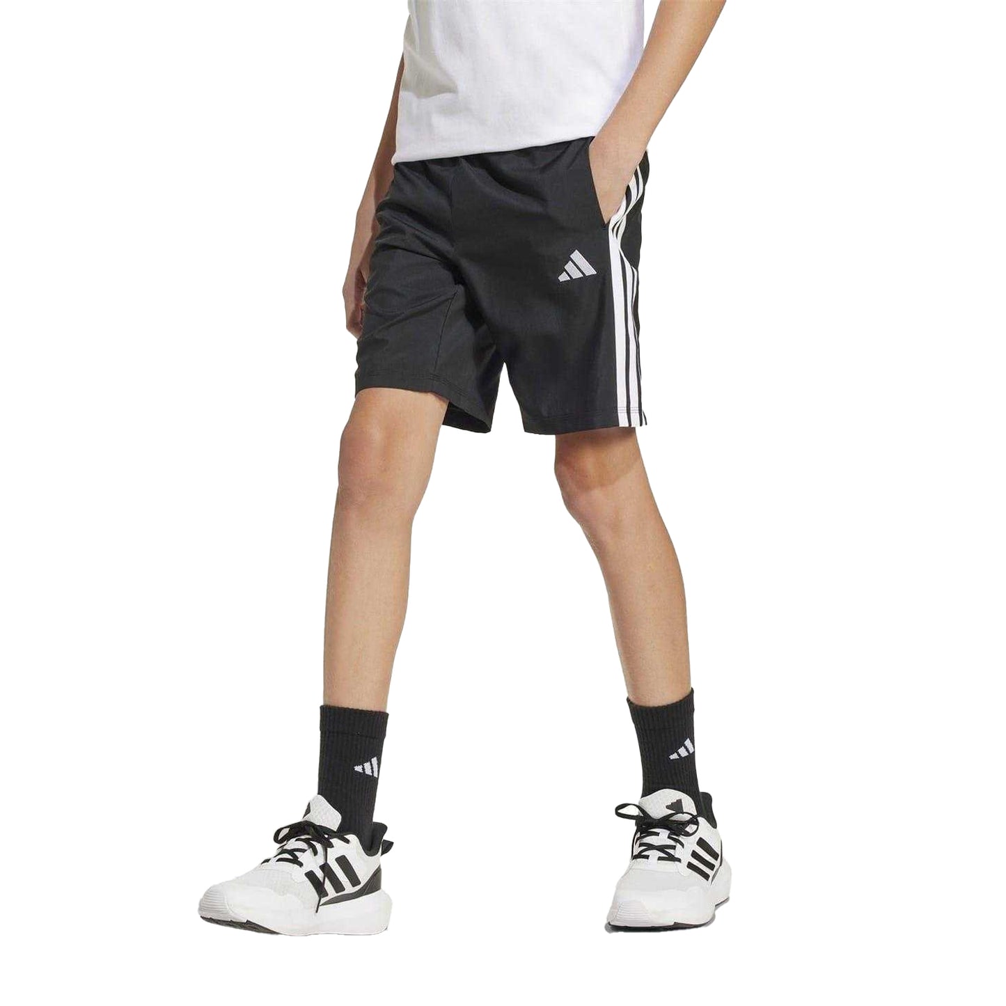 Black-White - Side - Adidas Childrens-Kids Chelsea Shorts