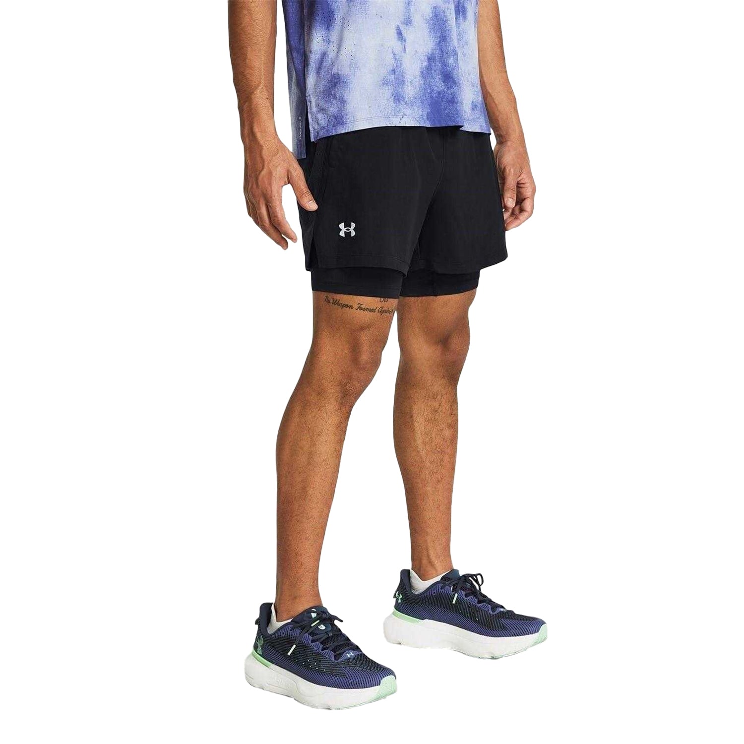 Black - Side - Under Armour Mens Launch Running Shorts