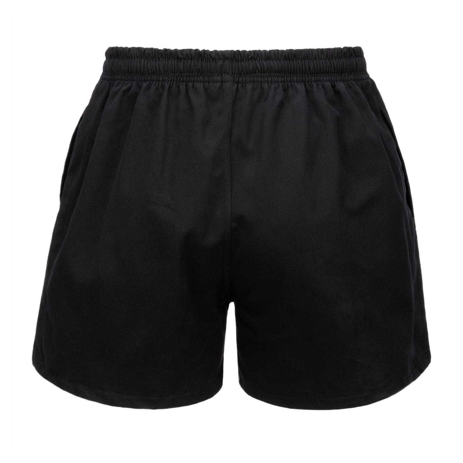 Black - Back - KooGa Unisex Adult Cotton Elasticated Waist Rugby Shorts