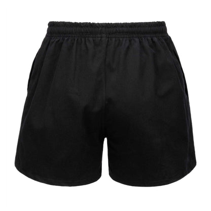 Black - Back - KooGa Unisex Adult Cotton Elasticated Waist Rugby Shorts