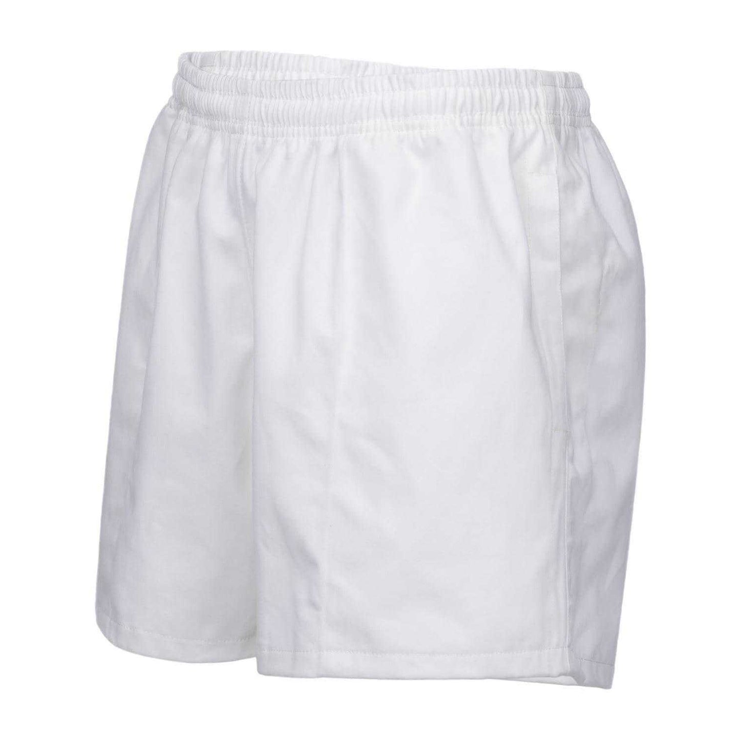 White - Side - KooGa Unisex Adult Cotton Elasticated Waist Rugby Shorts