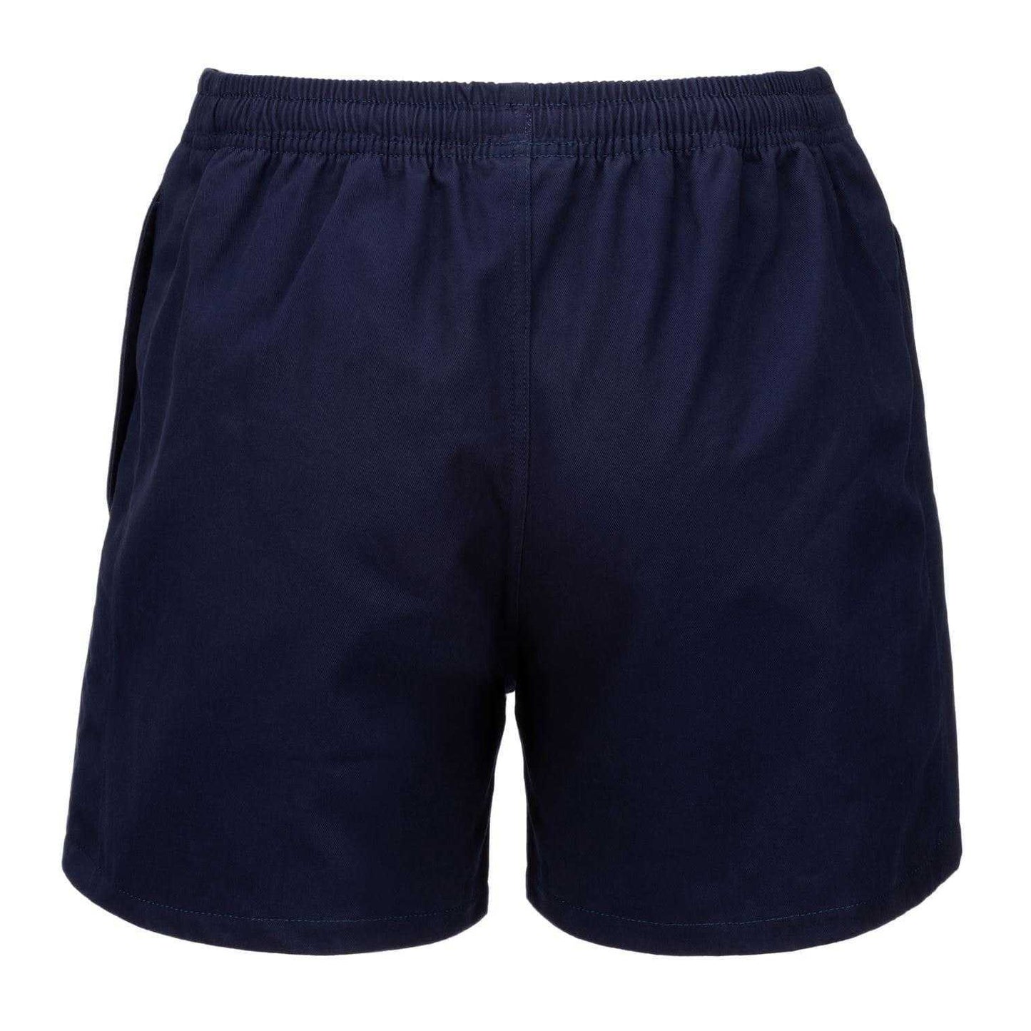 Navy - Back - KooGa Unisex Adult Cotton Elasticated Waist Rugby Shorts