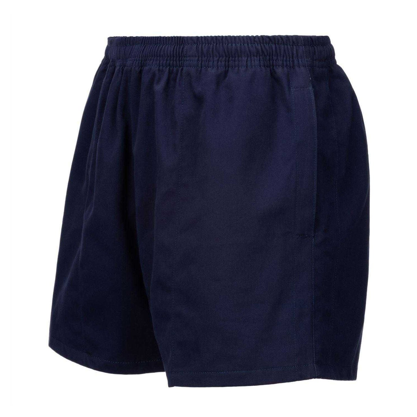 Navy - Side - KooGa Unisex Adult Cotton Elasticated Waist Rugby Shorts