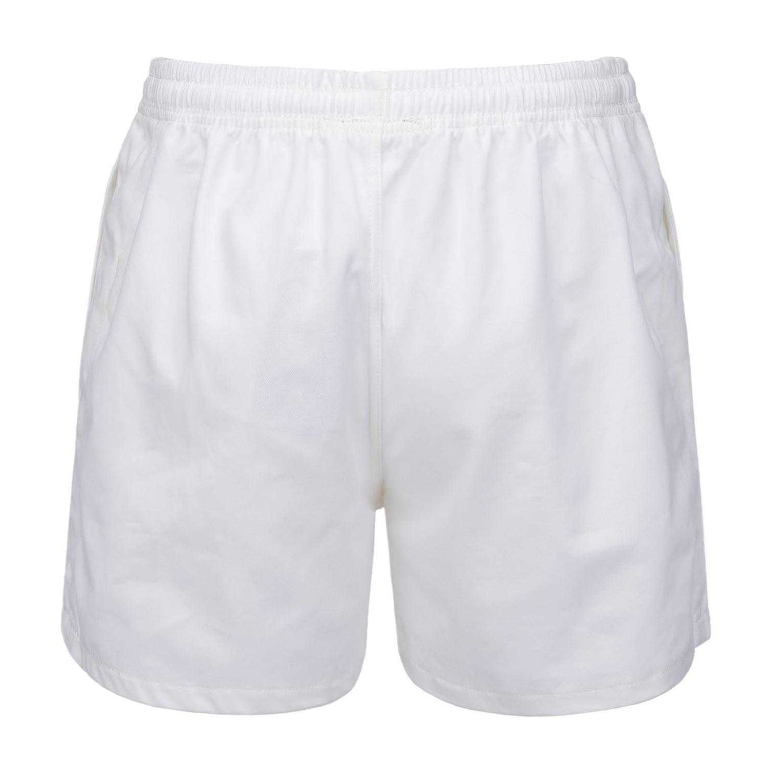 White - Back - KooGa Unisex Adult Cotton Elasticated Waist Rugby Shorts