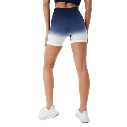 Navy-White - Back - USA Womens-Ladies Ombre Workout Cycling Shorts