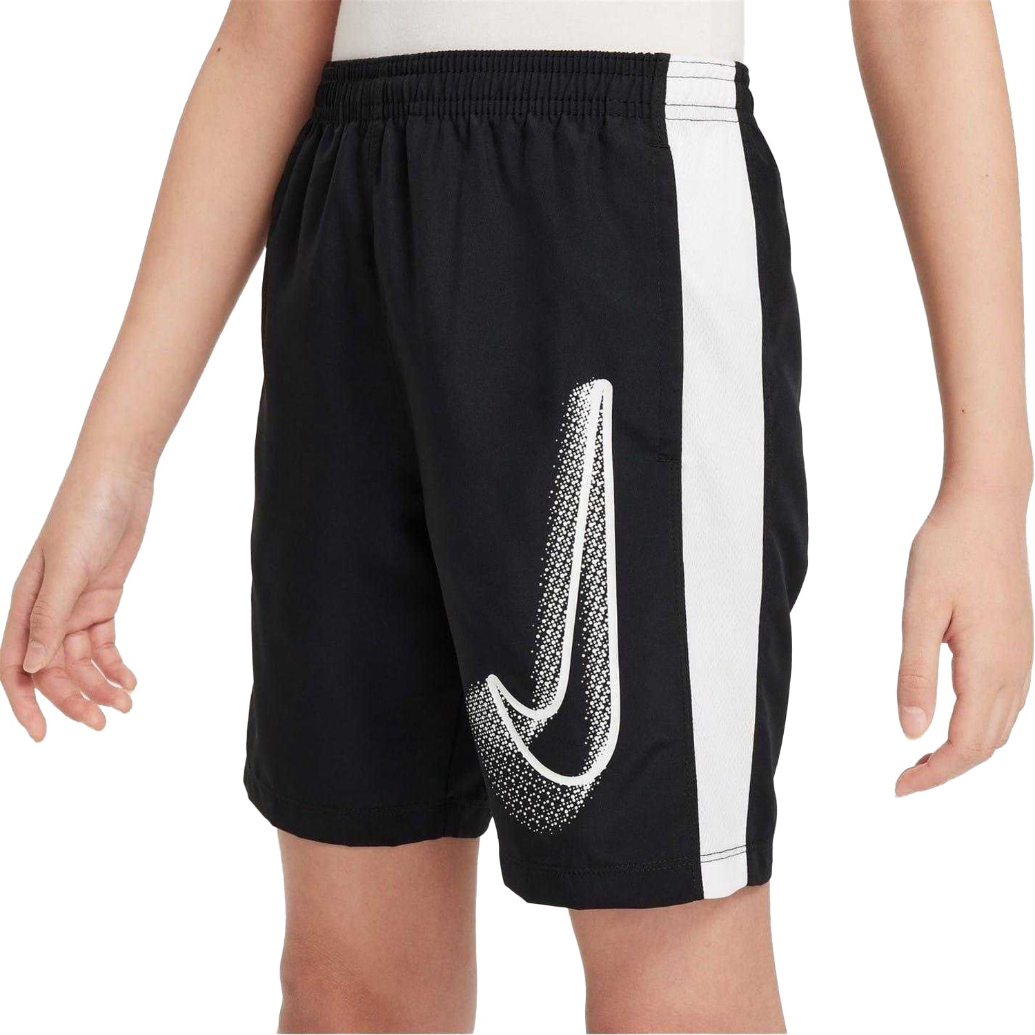 Black-White - Side - Nike Childrens-Kids Dri FIT Academy Graphic Football Shorts