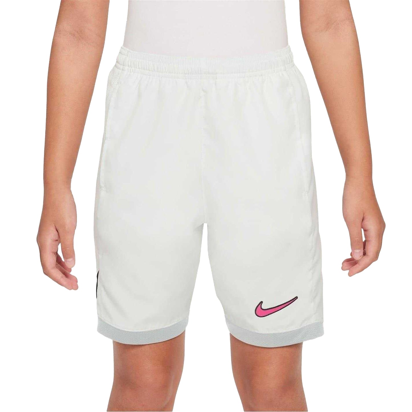 White-Black - Front - Nike Childrens-Kids Dri FIT Academy Graphic Football Shorts