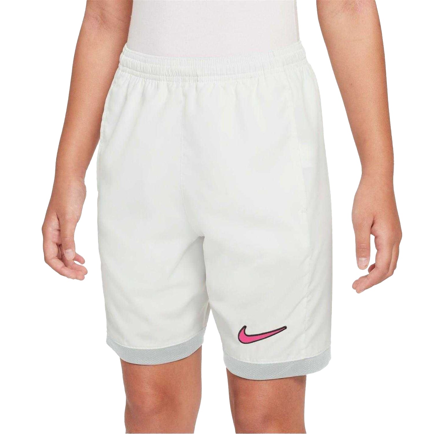 White-Black - Side - Nike Childrens-Kids Dri FIT Academy Graphic Football Shorts