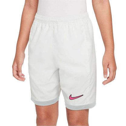 White-Black - Side - Nike Childrens-Kids Dri FIT Academy Graphic Football Shorts