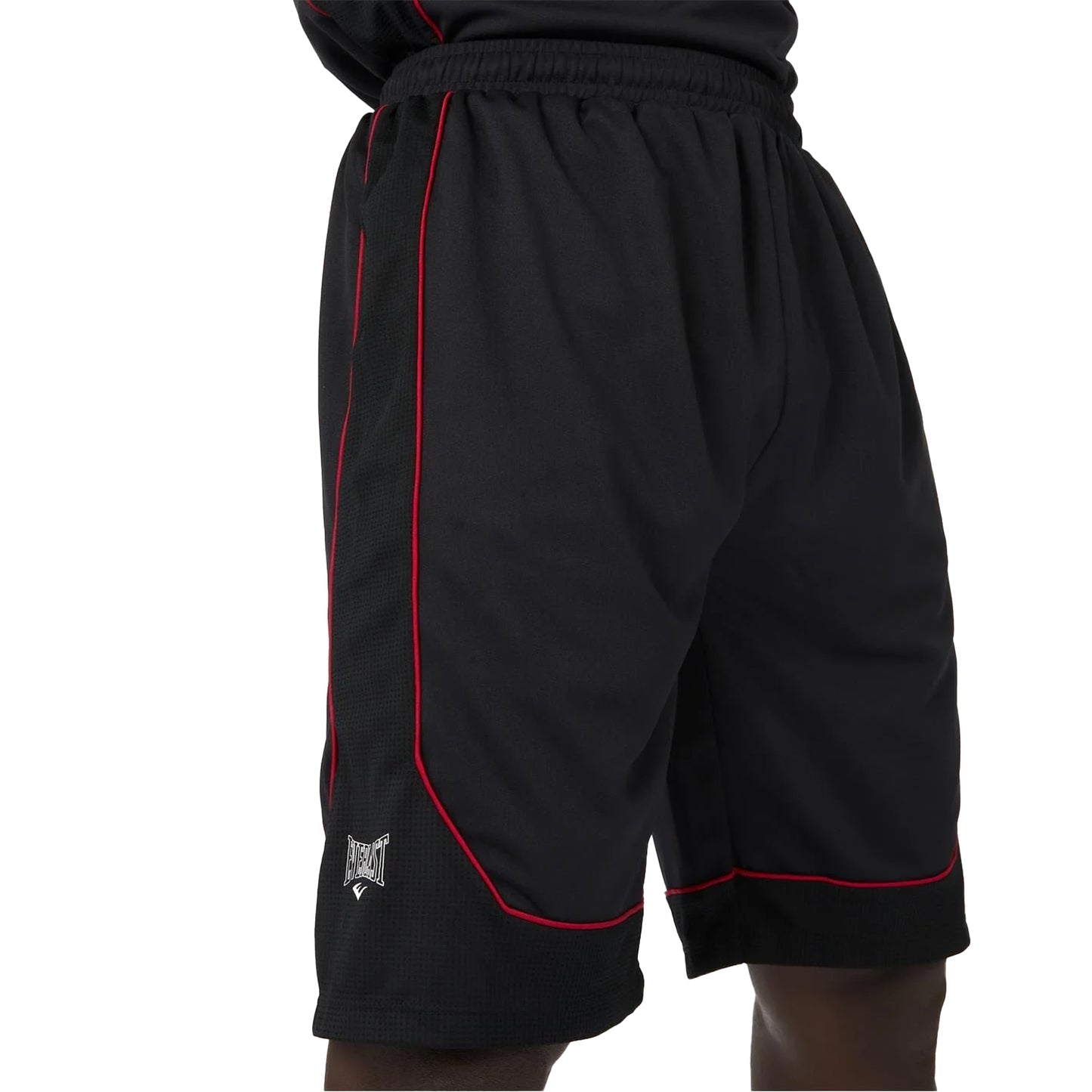 Black-Red - Side - Everlast Mens Loose Basketball Shorts