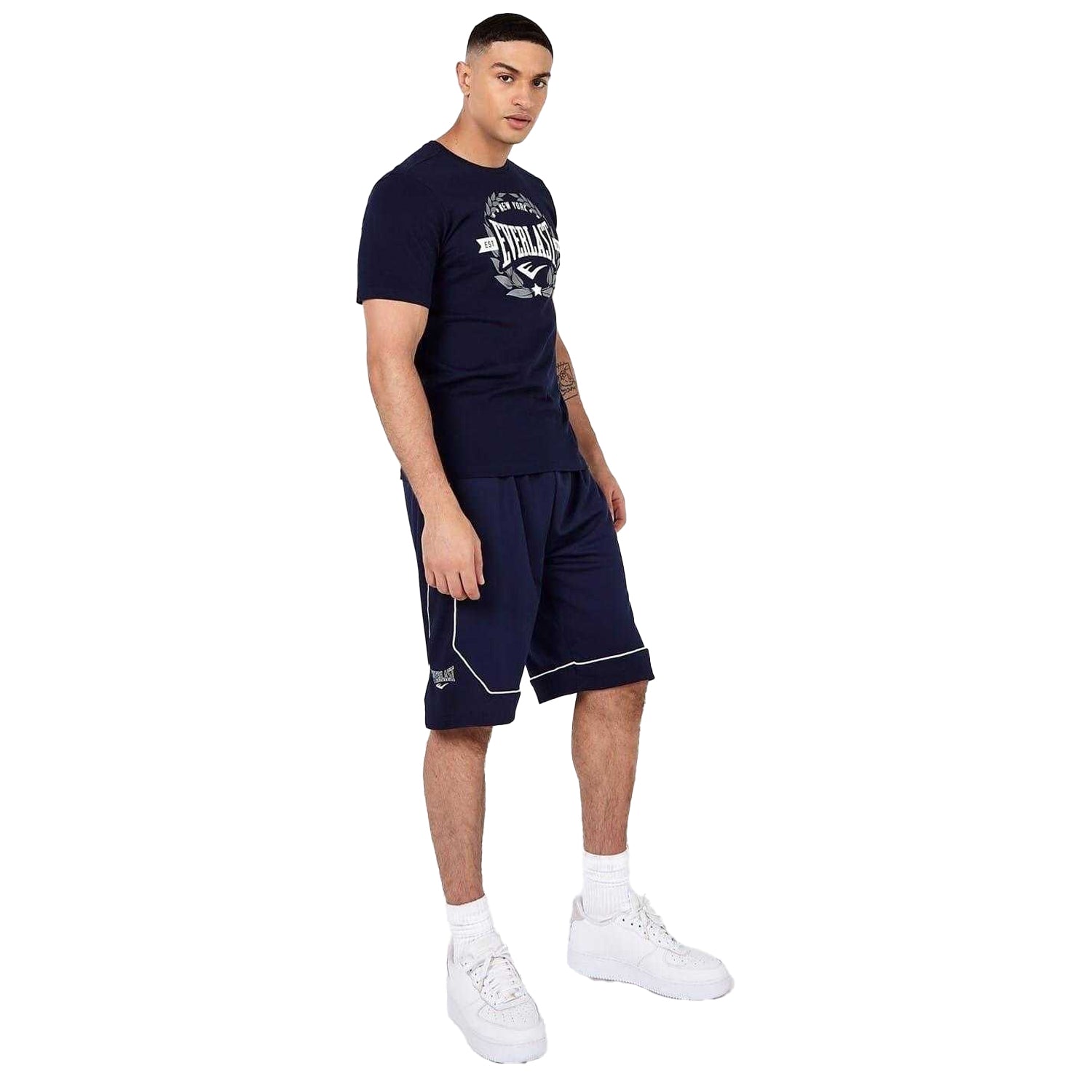 Navy-White - Lifestyle - Everlast Mens Loose Basketball Shorts