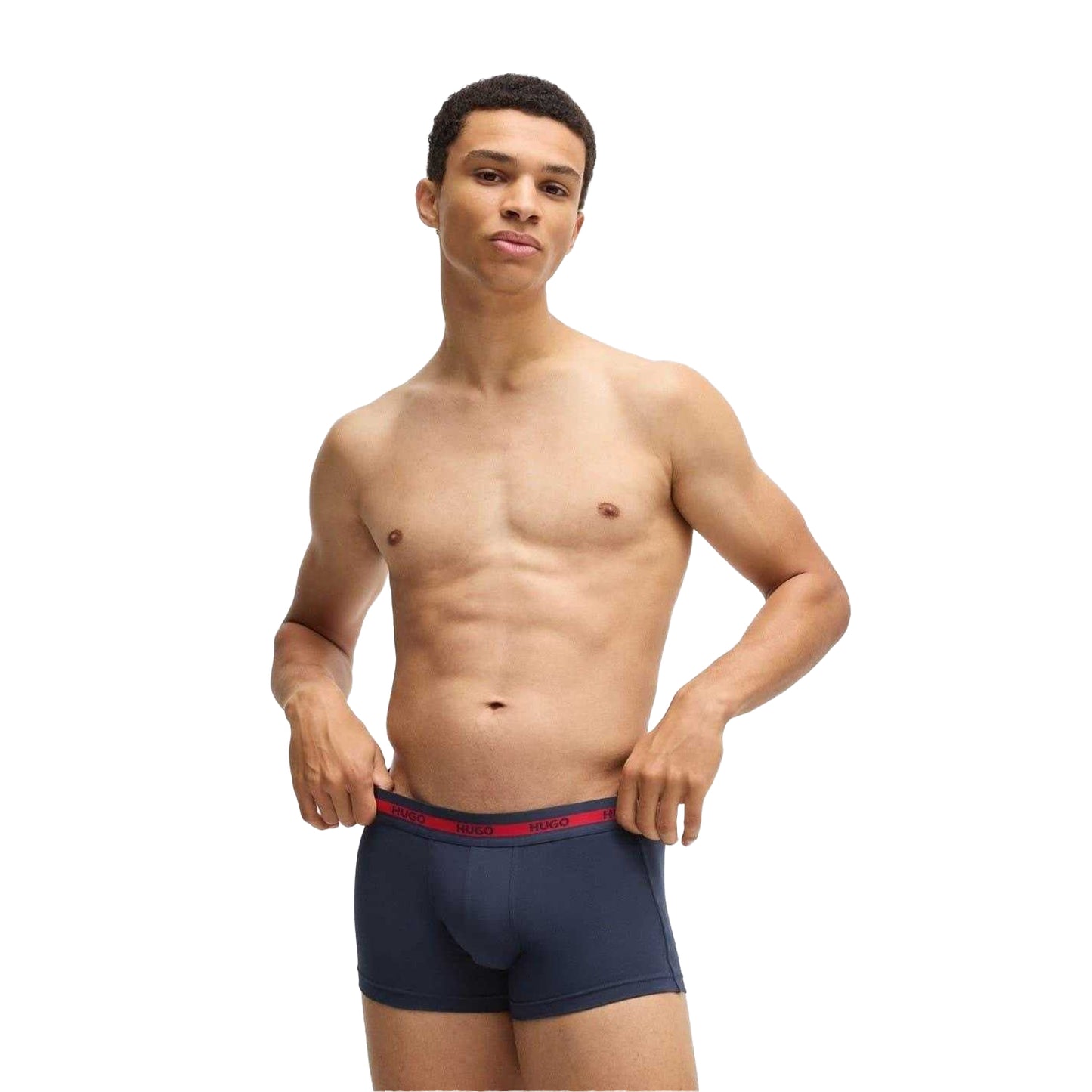 Navy - Side - Hugo Mens Boxer Shorts (Pack of 3)