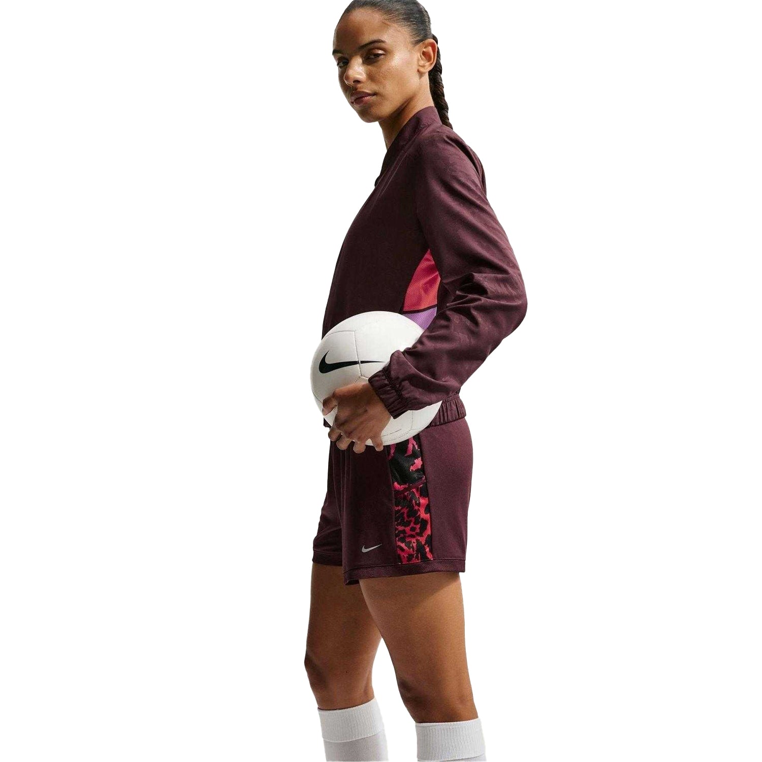 Burgundy - Side - Nike Womens-Ladies Academy Shorts