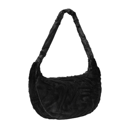 Black - Back - Nike Womens-Ladies Textured Faux Fur Handbag