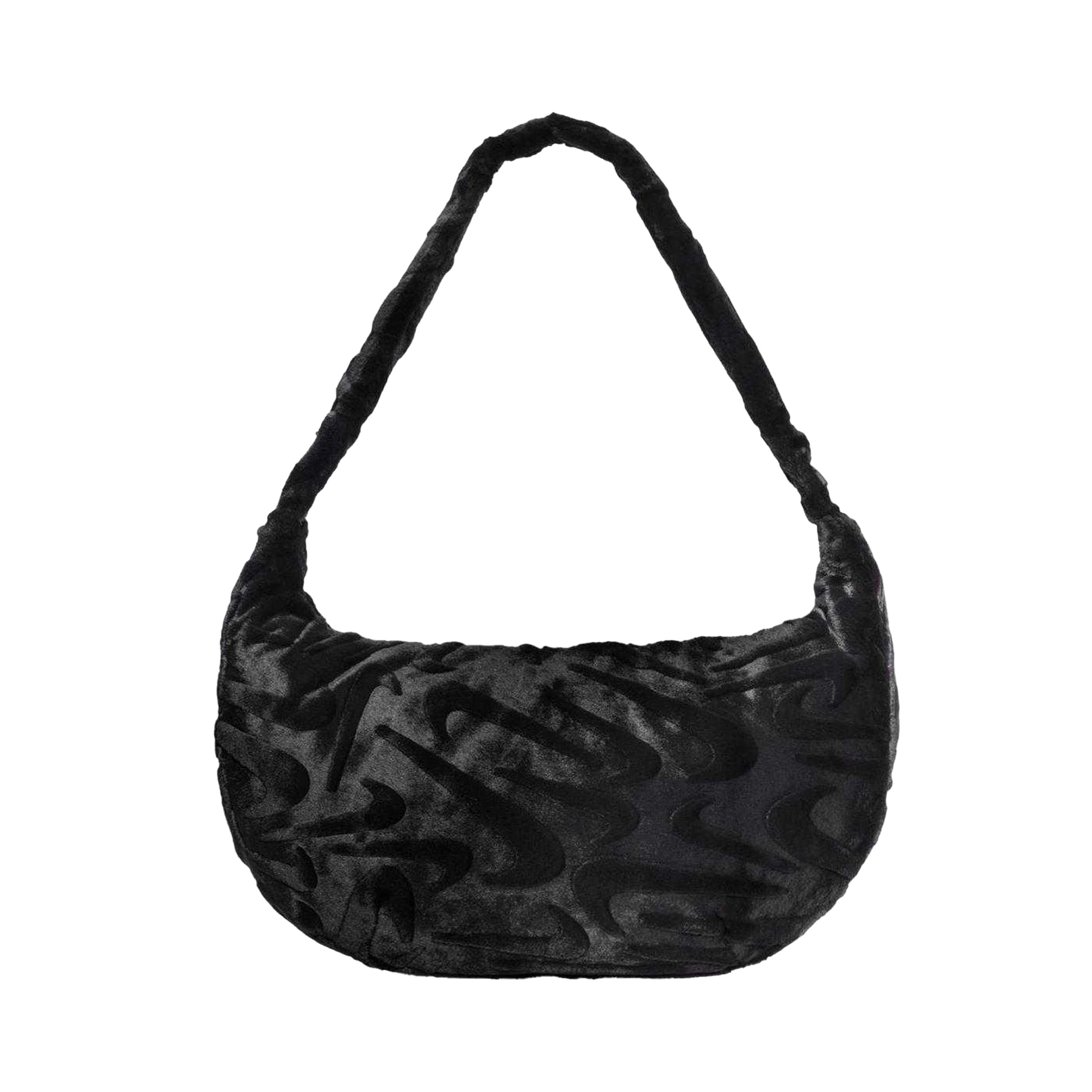 Black - Side - Nike Womens-Ladies Textured Faux Fur Handbag