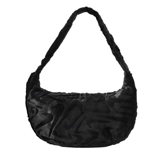 Black - Front - Nike Womens-Ladies Textured Faux Fur Handbag