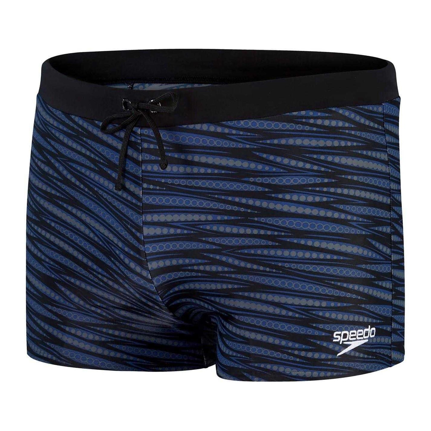 Black-Blue - Front - Speedo Mens Valmilton Wavy Pattern Slim Swimming Trunks