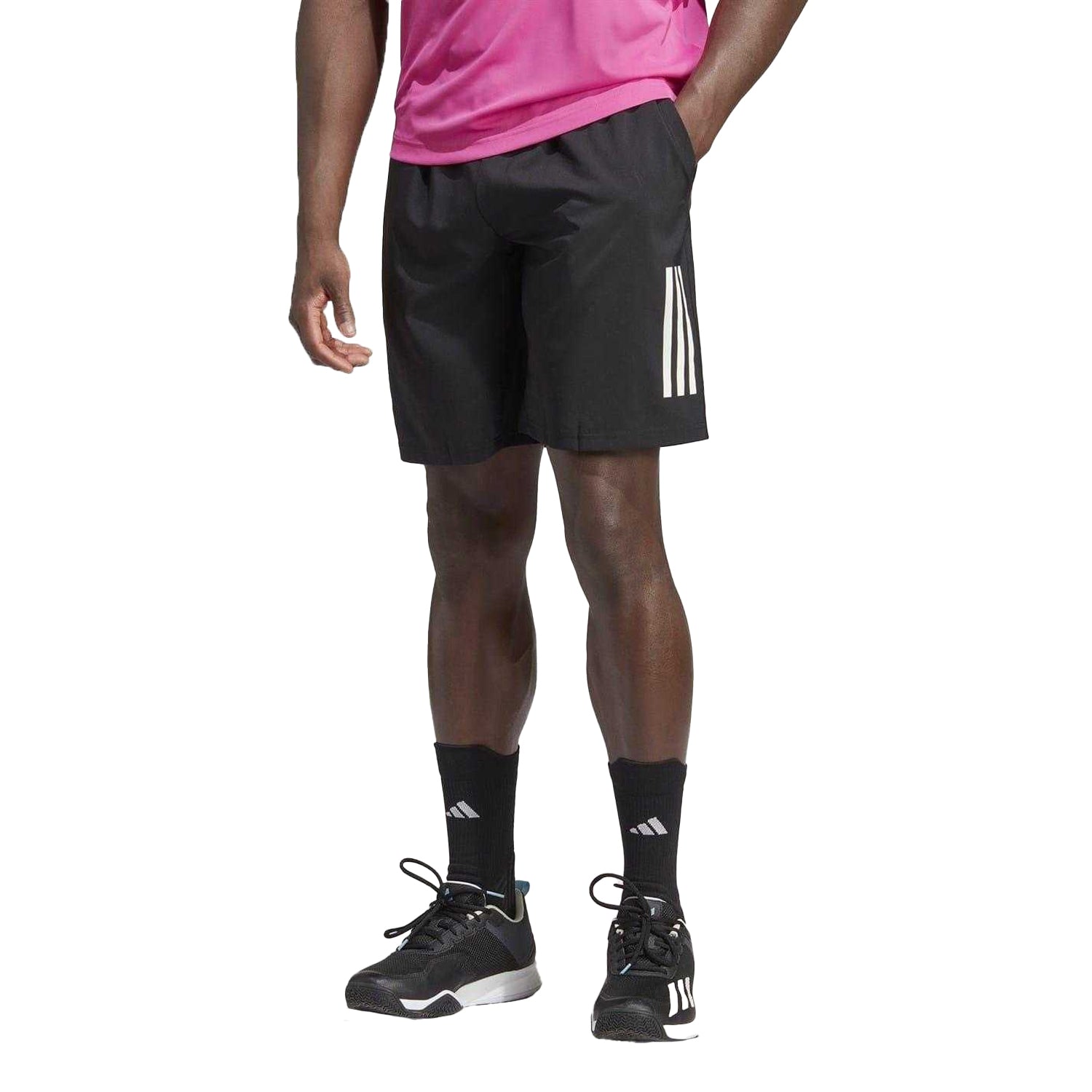Black-White - Side - Adidas Mens Club Shorts