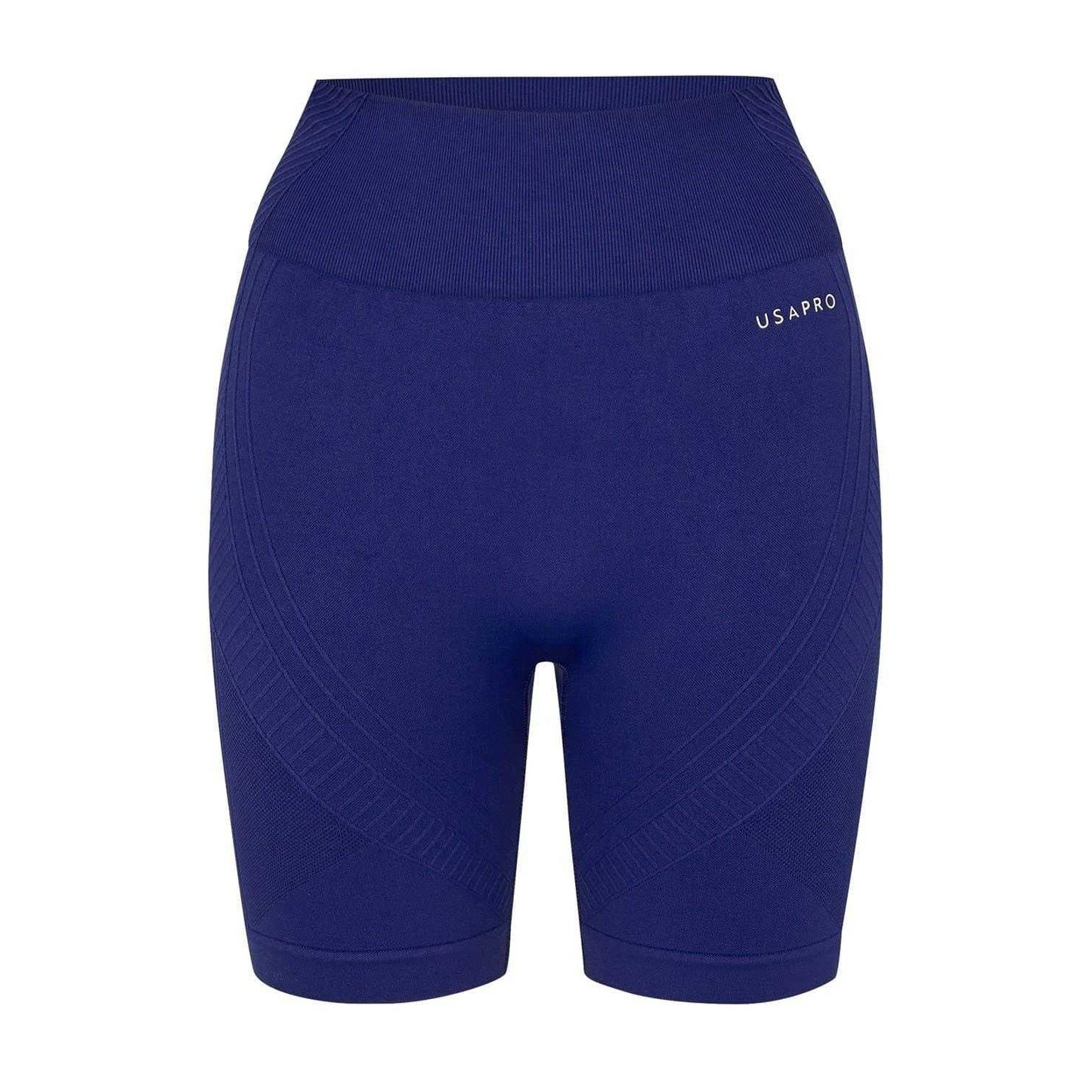 Navy - Front - USA Womens-Ladies High Waist Cycling Shorts