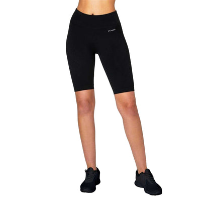 Black - Side - USA Womens-Ladies High Waist Cycling Shorts