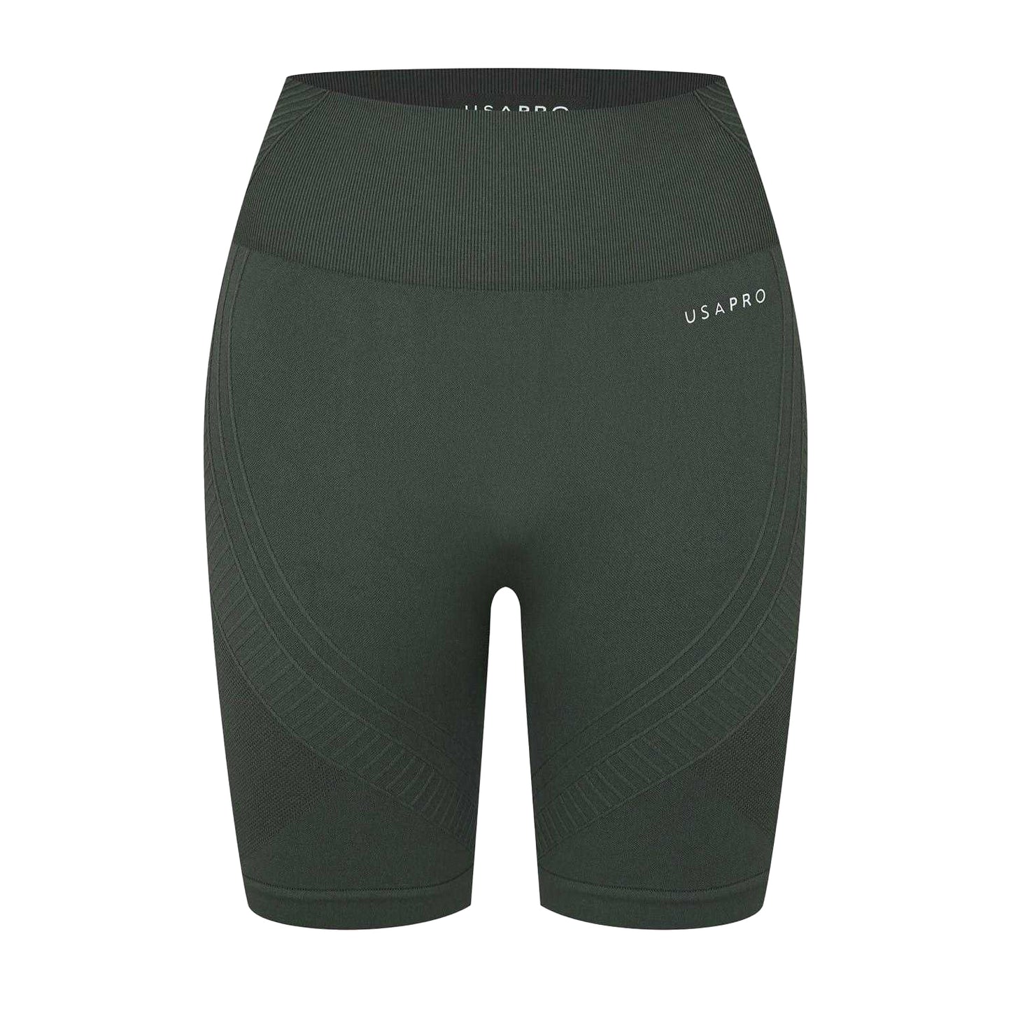 Khaki - Front - USA Womens-Ladies High Waist Cycling Shorts