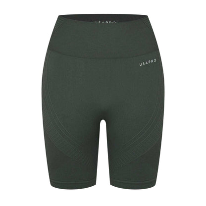 Khaki - Front - USA Womens-Ladies High Waist Cycling Shorts