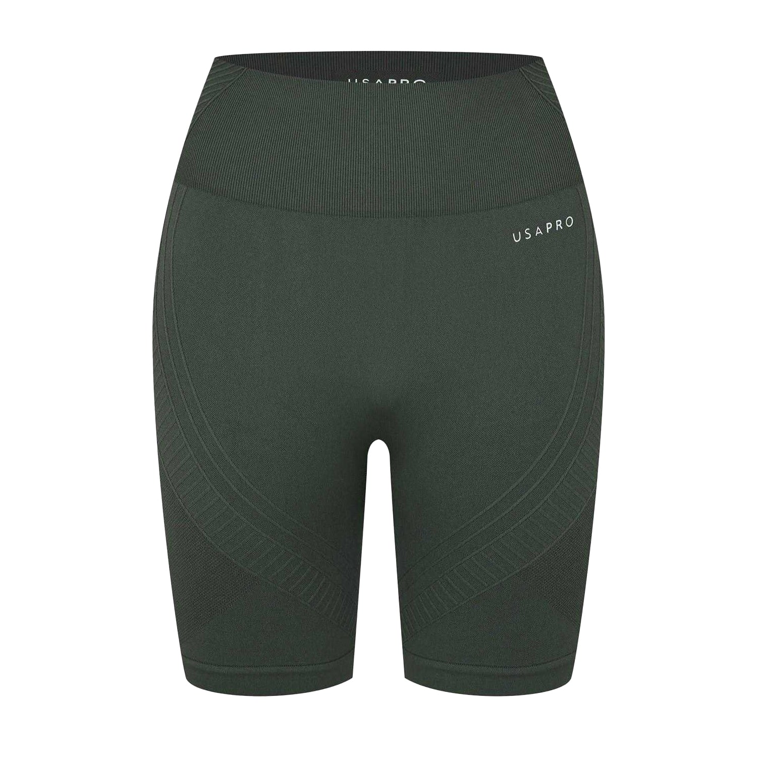 Khaki - Front - USA Womens-Ladies High Waist Cycling Shorts