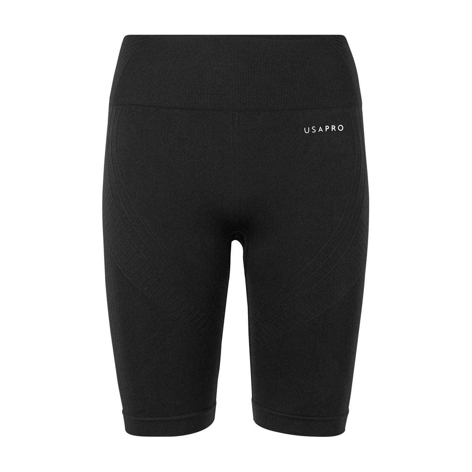 Black - Front - USA Womens-Ladies High Waist Cycling Shorts