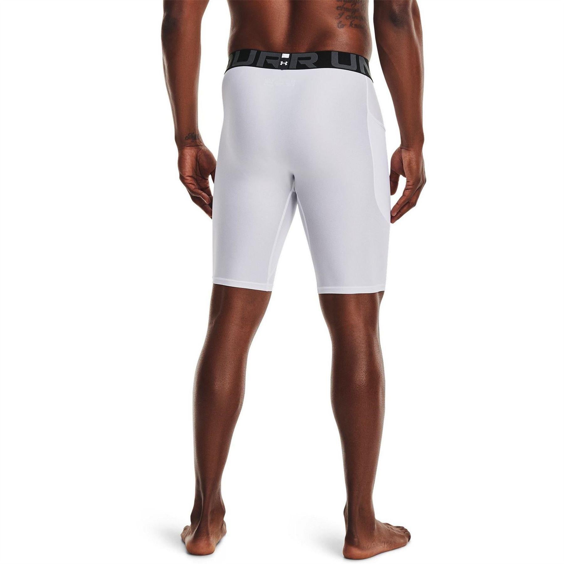 White-Black - Lifestyle - Under Armour Mens HeatGear Tight Compression Shorts