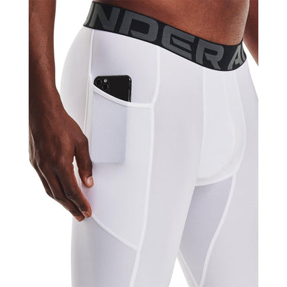 White-Black - Pack Shot - Under Armour Mens HeatGear Tight Compression Shorts