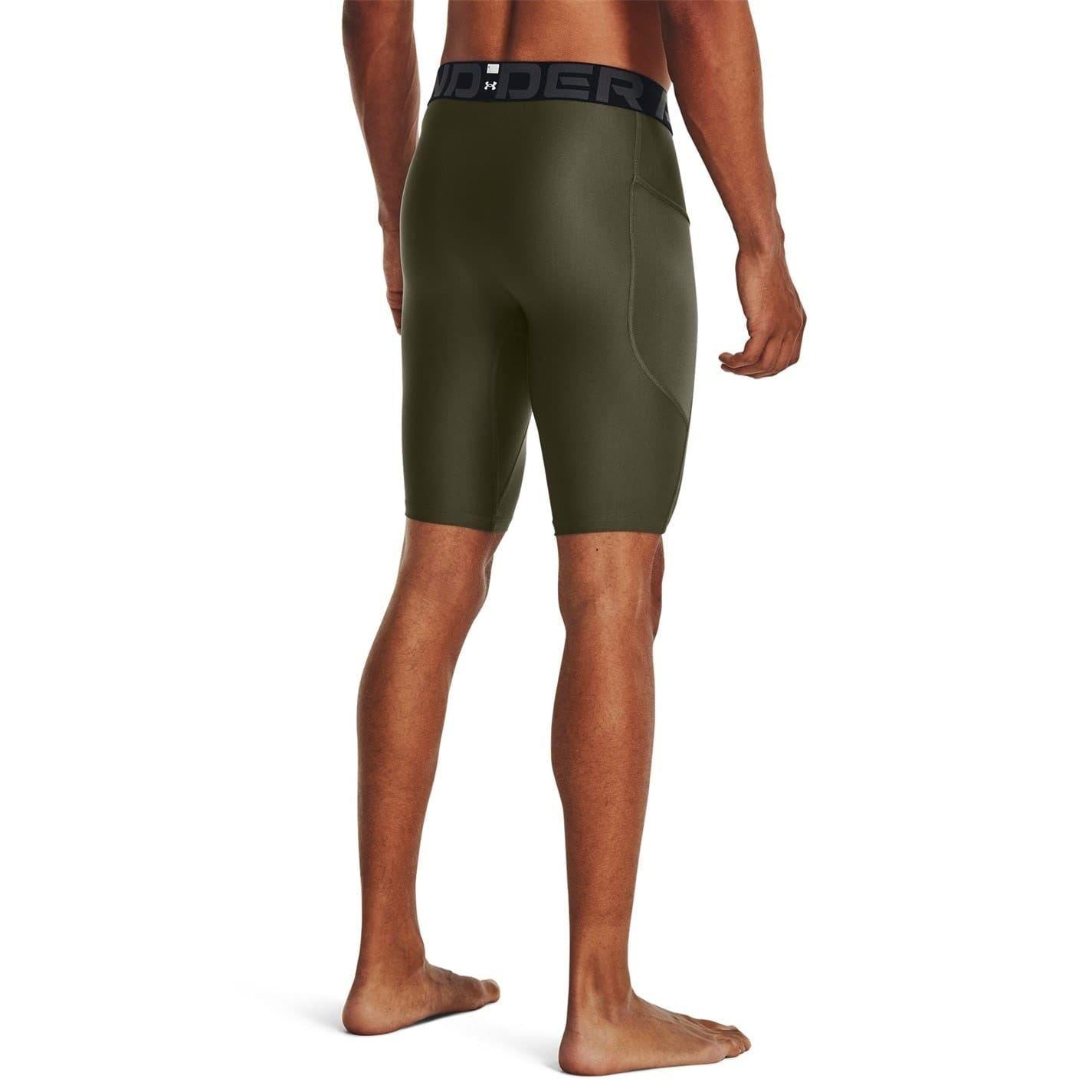 Marine OD Green - Side - Under Armour Mens HeatGear Tight Compression Shorts