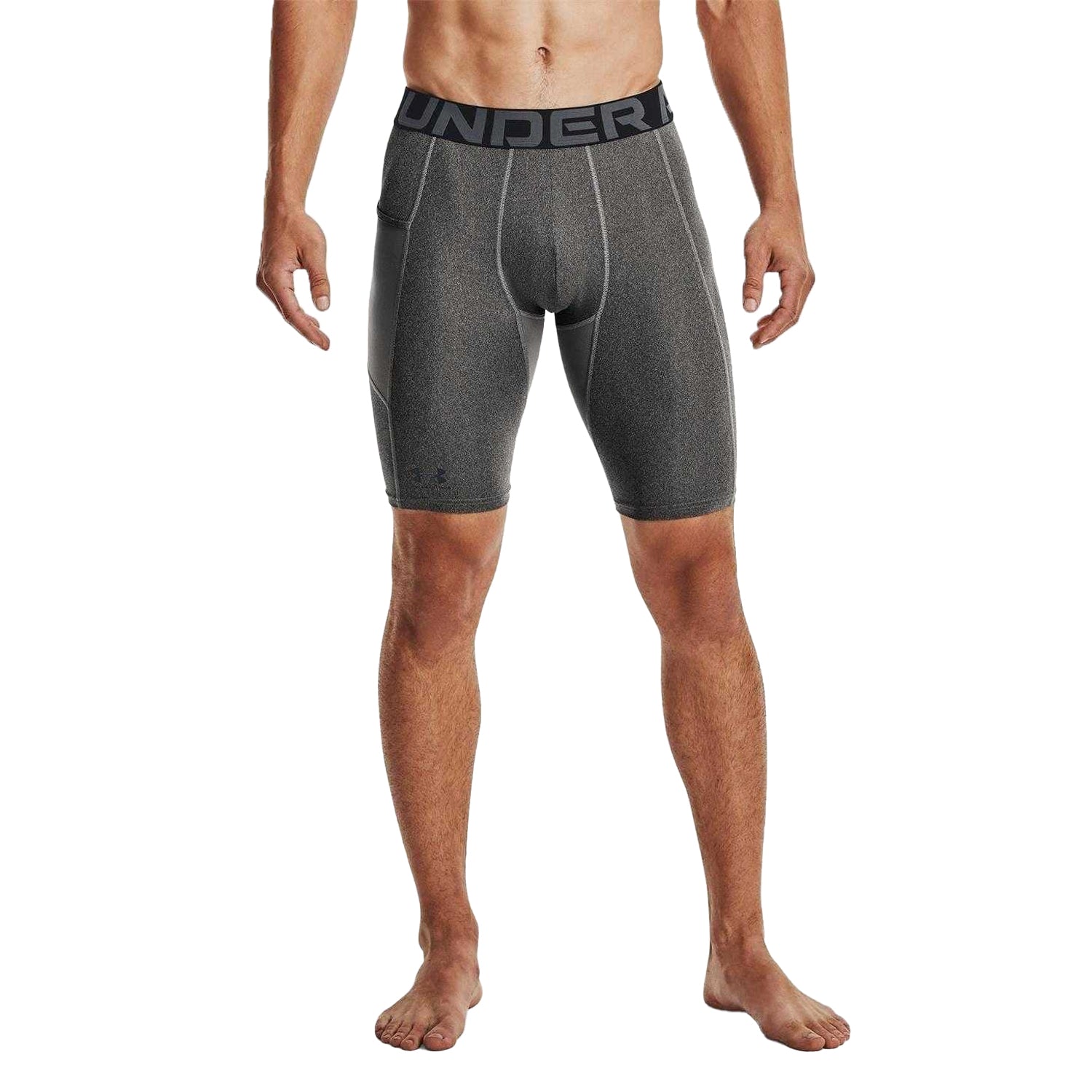 Carbon Heather - Side - Under Armour Mens HeatGear Tight Compression Shorts