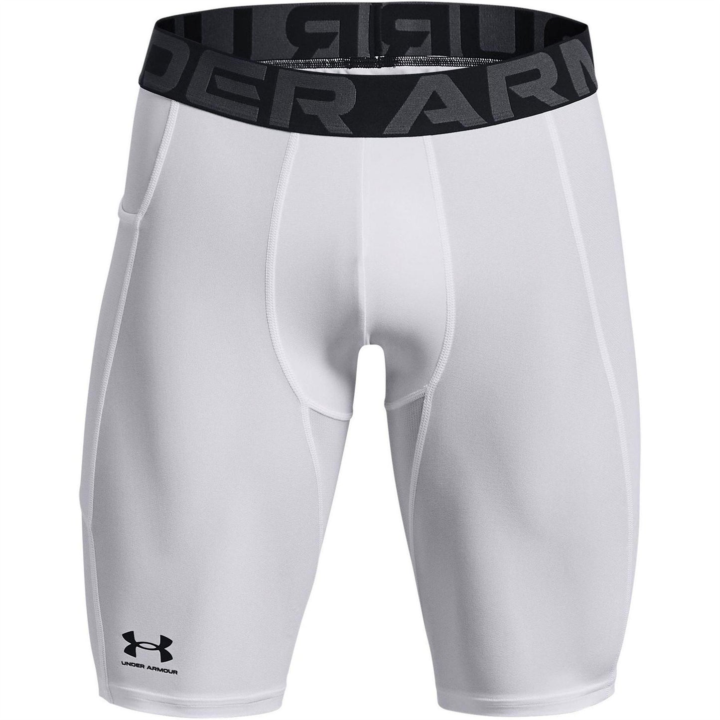 White-Black - Front - Under Armour Mens HeatGear Tight Compression Shorts