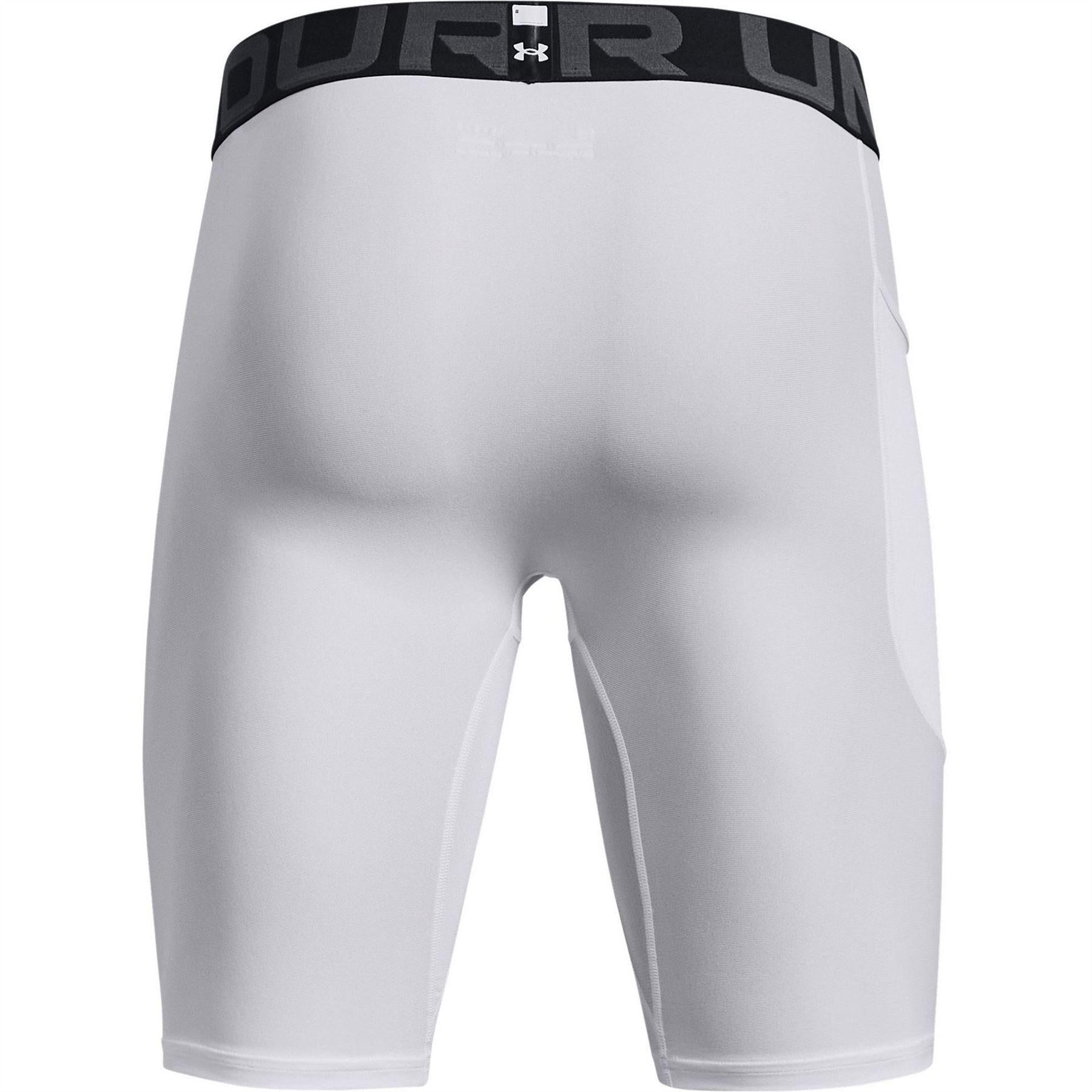 White-Black - Back - Under Armour Mens HeatGear Tight Compression Shorts