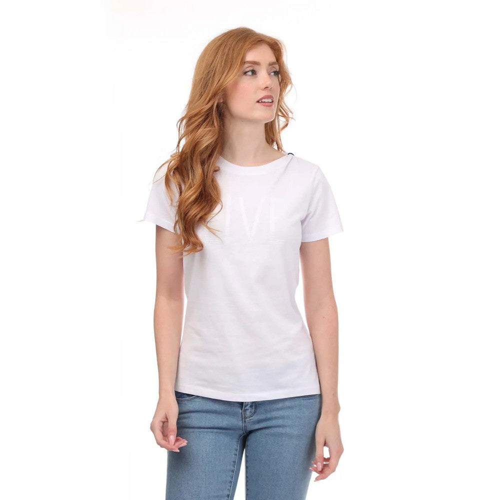 White - Front - Armani Womens-Ladies Crew Neck T-Shirt