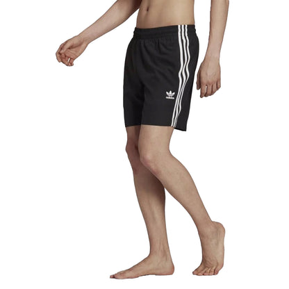 Black - Side - Adidas Mens Originals 3 Stripes Swimming Swim Shorts