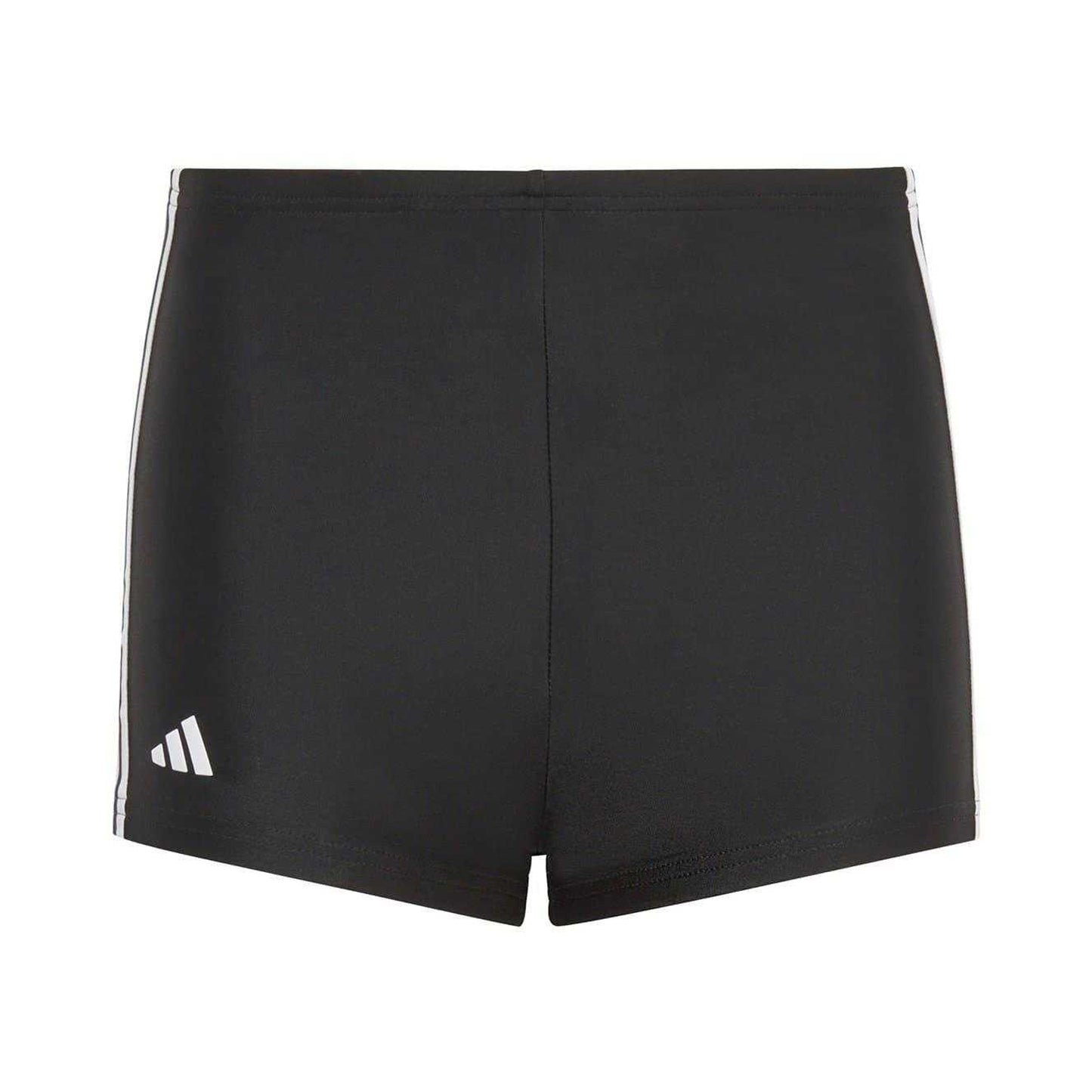 Black-White - Front - Adidas Childrens-Kids Classic 3 Stripes Regular Swim Shorts