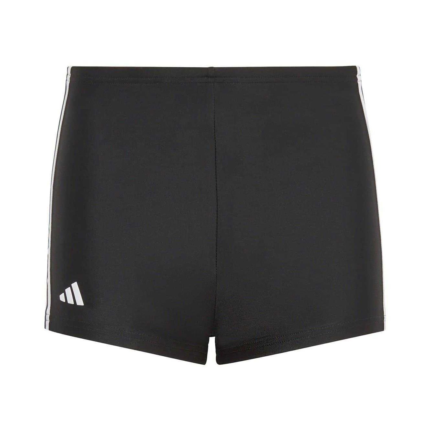 Black-White - Front - Adidas Childrens-Kids Classic 3 Stripes Regular Swim Shorts