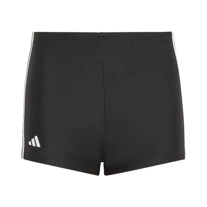 Black-White - Front - Adidas Childrens-Kids Classic 3 Stripes Regular Swim Shorts