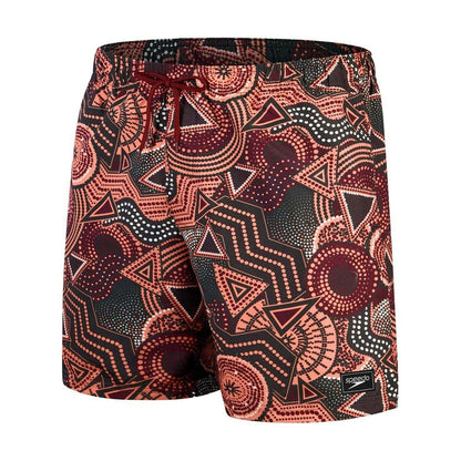 Black-Red - Front - Speedo Mens Geometric Swim Shorts