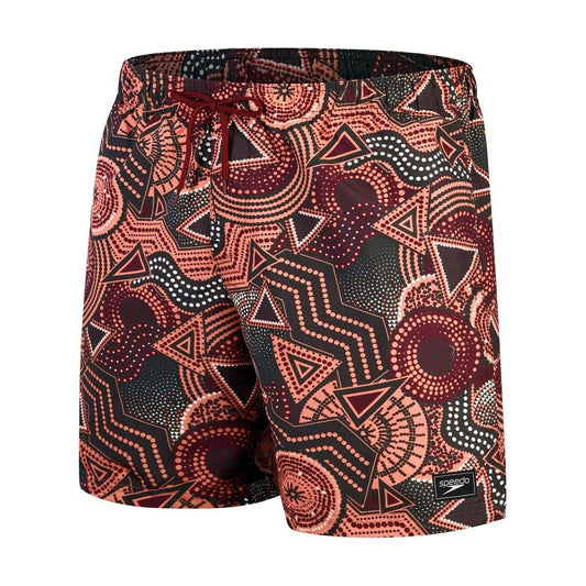 Black-Red - Front - Speedo Mens Geometric Swim Shorts