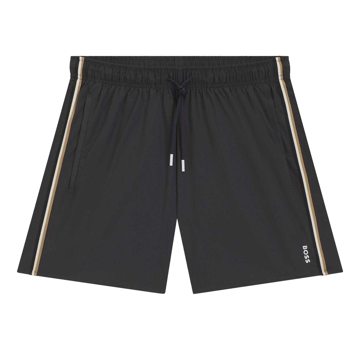 Dark Grey - Front - Boss Mens Iconic Side Stripe Swim Shorts