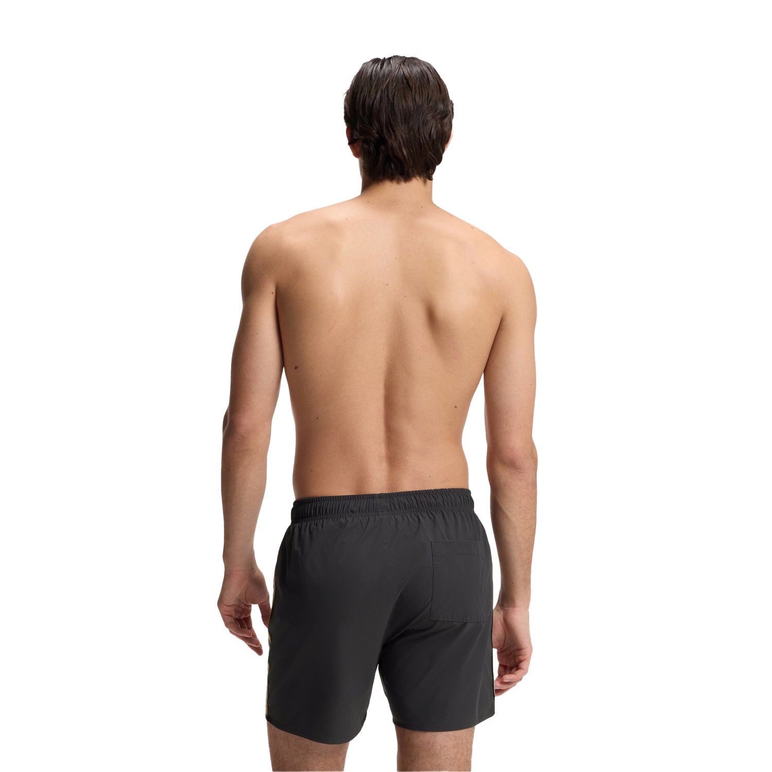Dark Grey - Back - Boss Mens Iconic Side Stripe Swim Shorts