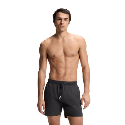 Dark Grey - Side - Boss Mens Iconic Side Stripe Swim Shorts