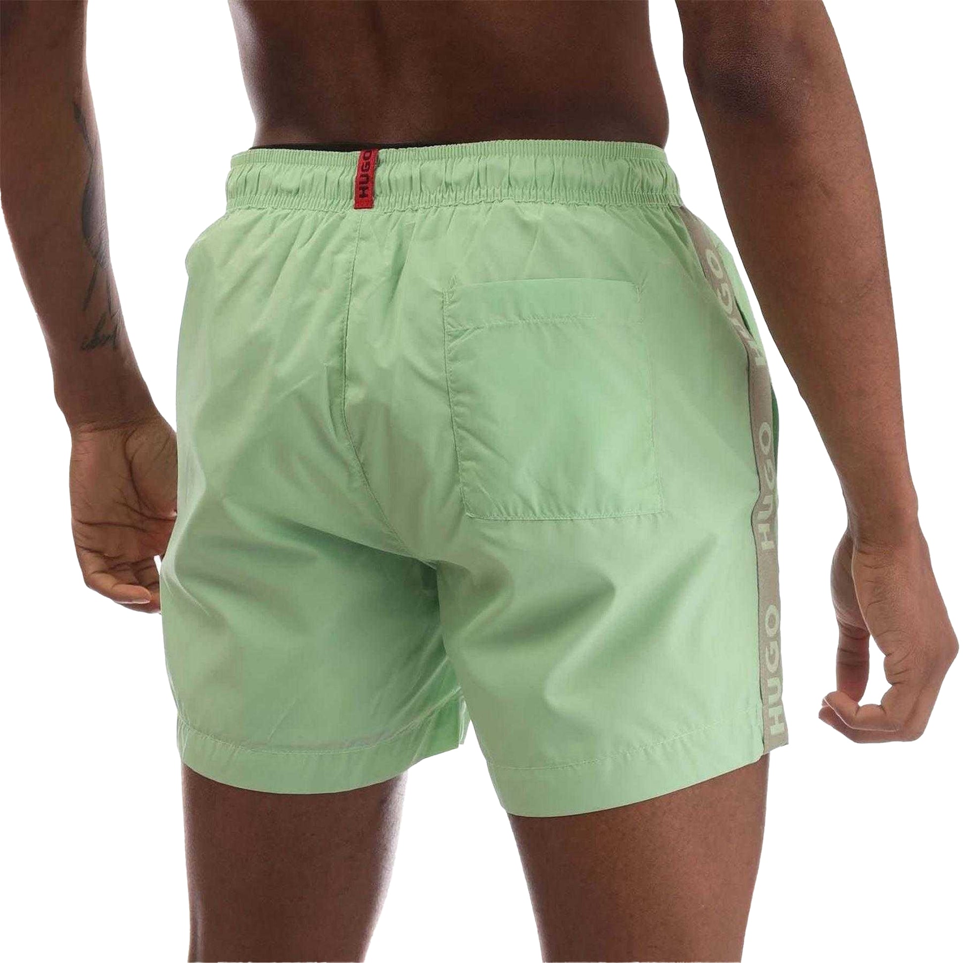 Green - Back - Hugo Mens Fab Polyamide Swim Shorts