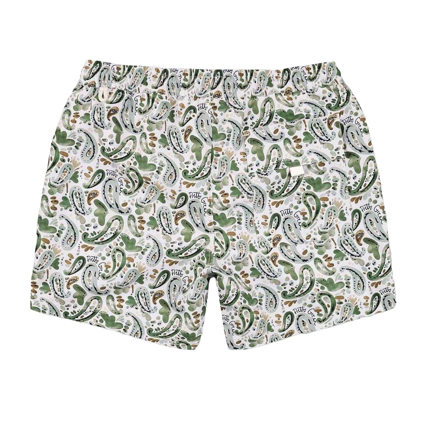 Stone Print - Back - Pretty Green Mens Paisley Regular Swim Shorts