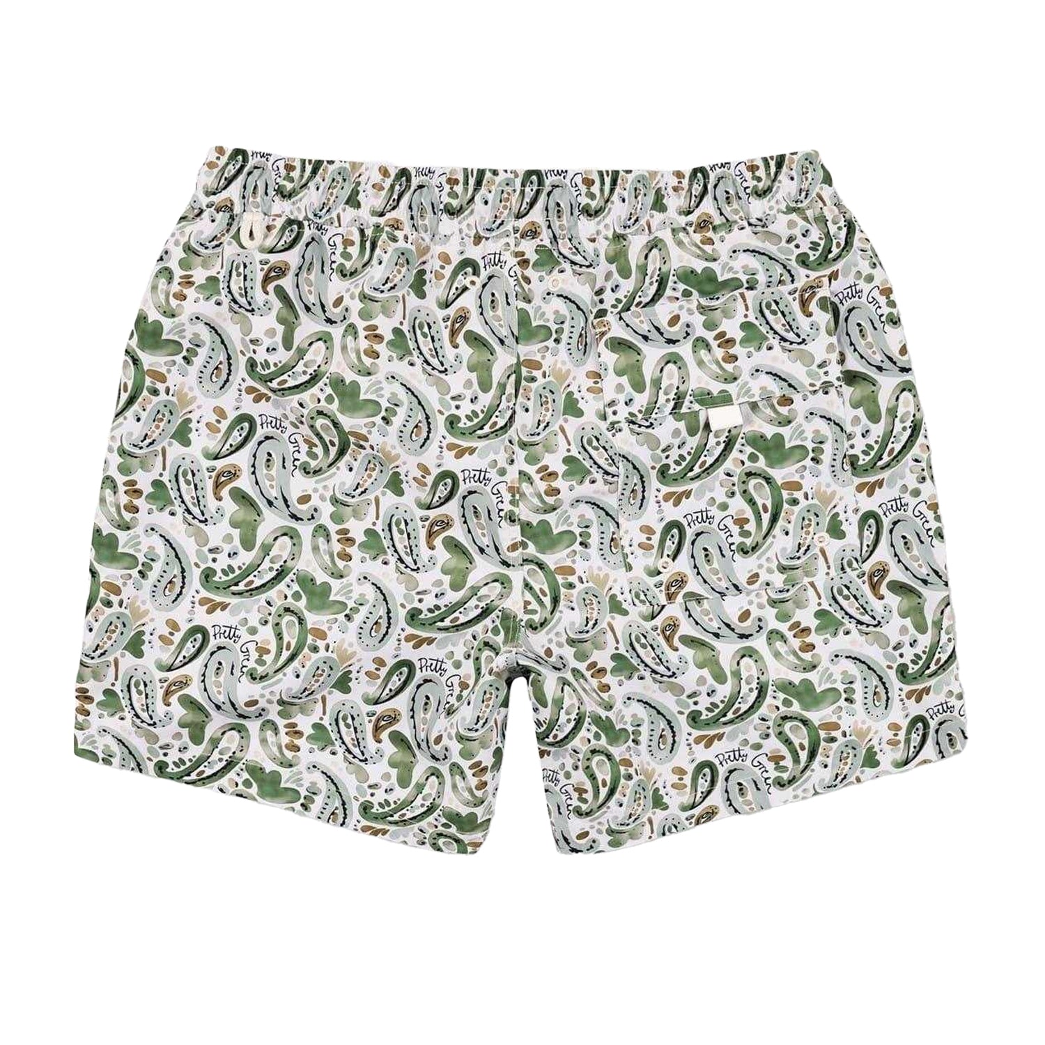 Stone Print - Back - Pretty Green Mens Paisley Regular Swim Shorts